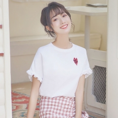 Brocade 2019 new embroidery white T-shirt blouse s