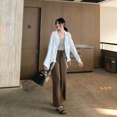High-waisted straight pants