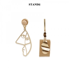 Handmade, Asymmetric AB Art Earrings, Temperament,