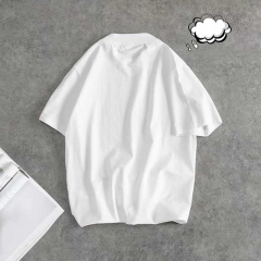 Summer T-shirt with round collar in solid color