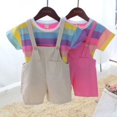 Children's Wear Girls Rainbow Stripe Wing Belt Sui