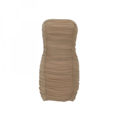 百褶抹胸包臀裙