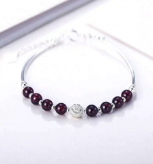 JG Garnet Bracelet Female Korean 925 Silver Simple