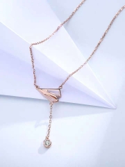 JG Paper Aircraft Necklace 925 Silver Uzzang Clavi