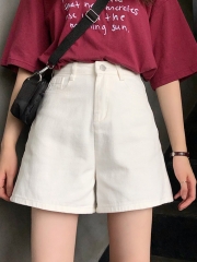 Black jean shorts female summer new South Korean v