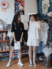 Nana home polo collar short sleeve T-shirt with a 