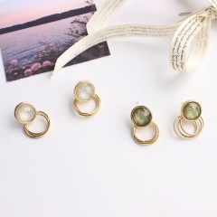 Crystal Green Round Earrings S925 Earrings 1.2cm*2