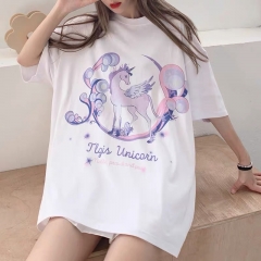 Net red unicorn animal print T-shirt men and women