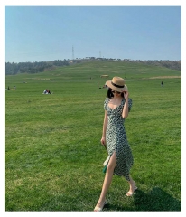 French girl's spring, retro square collar, waist m