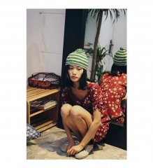 Retro floral V-neck beach skirt seaside holiday dr