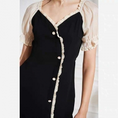 French short message mullet lace bubble sleeve sma