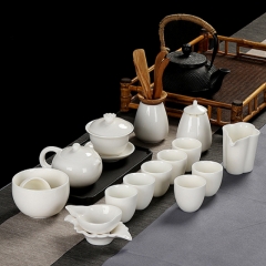White porcelain lamb fat jade tea set