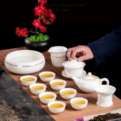 Suet jade porcelain tea set