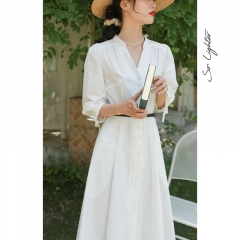 French vintage dress White S
