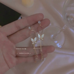 925 small shell butterfly earrings