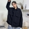 春秋2020新款韩版ins复古港味bf宽松百搭休闲工装外套夹克女学生 黑色 均码