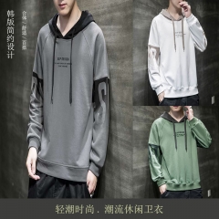 男士卫衣韩版潮流宽松休闲秋冬季加绒打底衫上衣服 黑色 L