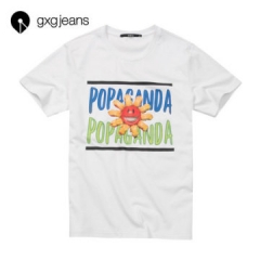 gxgjeans男装夏新款短袖纯棉印花t恤男潮182644123 白色 M