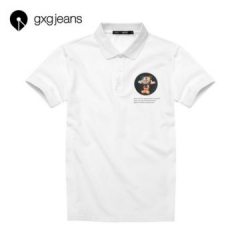 gxgjeans男装夏新款青年纯棉白色polo衫182624014