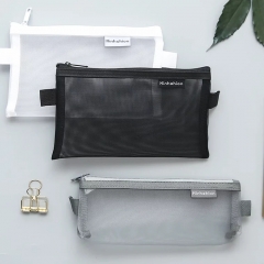 Zhi meng simple transparent mesh pencil bag storag