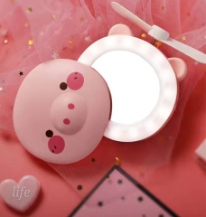 Powder piglet make-up mirror fan