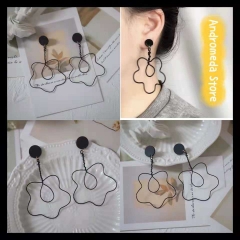 Black flower earrings