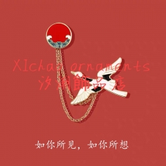 New crane brooch cute schoolbag button pin clothin