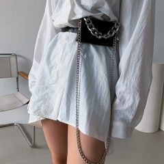 Mini mouth red bag women's thick chain belt detach