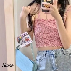 夏季褶皱碎花吊带小背心抹胸外穿