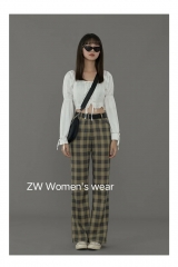 Plaid pants for women Khaki S,XS,M,L,XL